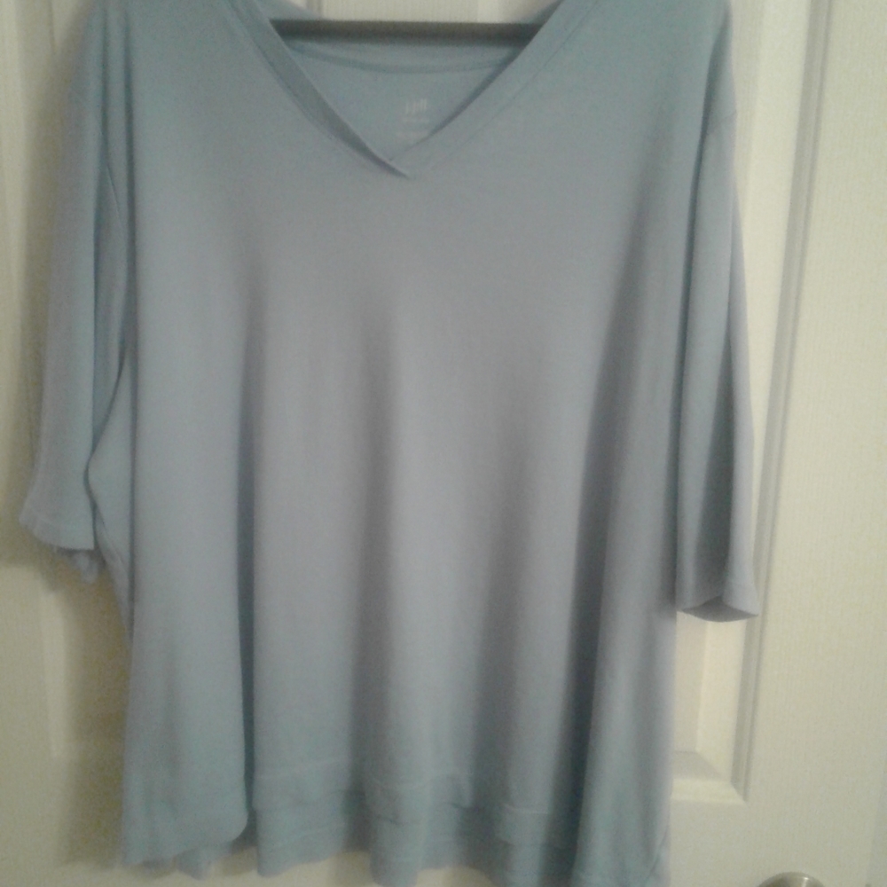 J Jill Perfect Pima V Neck Elbow Sleeve Tee 4X